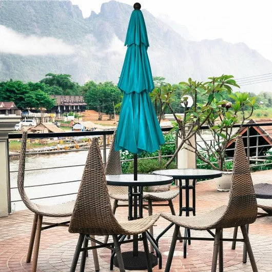 10' 3 Tier Patio Umbrella Aluminum Sunshade Shelter Double Vented-Turquoise