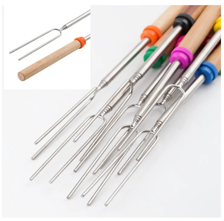 2 PC Set, Retractable Barbecue or Marshmallow Roasting Skewers/ Forks
