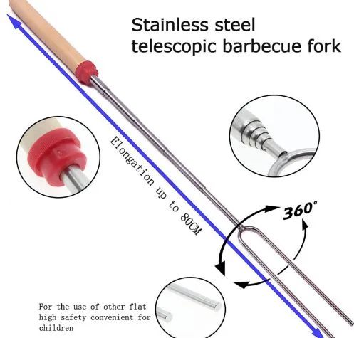 2 PC Set, Retractable Barbecue or Marshmallow Roasting Skewers/ Forks