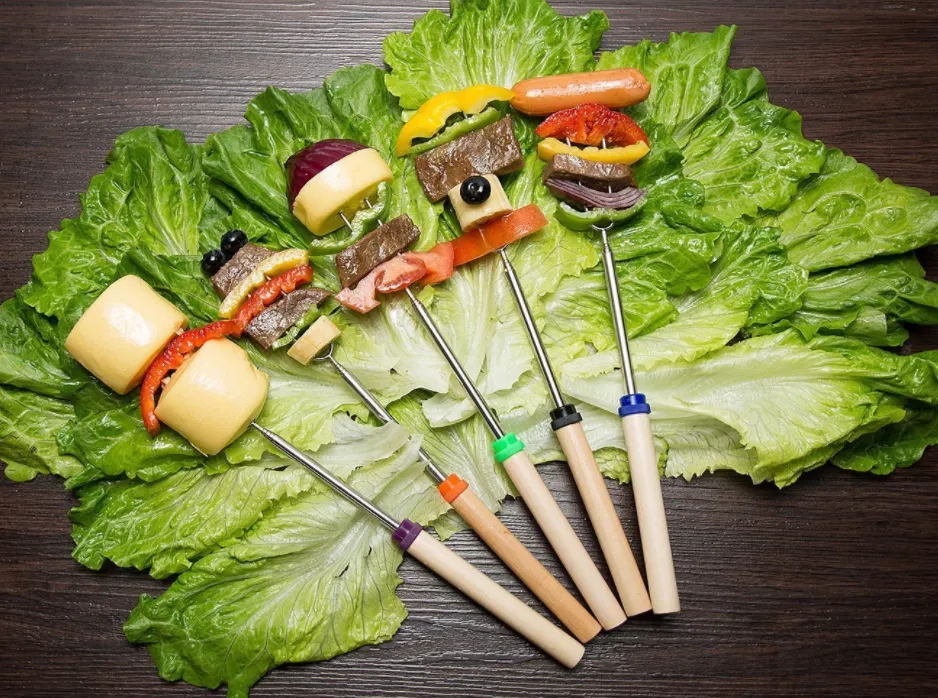 2 PC Set, Retractable Barbecue or Marshmallow Roasting Skewers/ Forks