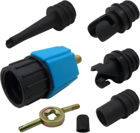 2025 Upgrade Inflatable SUP Valve Adapter with 4 Air Valve Nozzles for Paddleboards, Canoes, Rubber Boats, Assault Boats, Flushing Pools, Floating Rows, Inflatable Beds, Dinghy, Kayak, 4 in 1, Blue