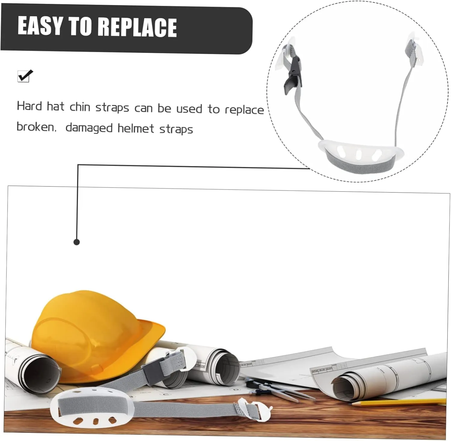 4pcs Adjustable Hard Hat Chin Strap for Safety Chin Strap for Helmet Sturdy and Flexible Design Fit for Construction Workers and Easy to Use