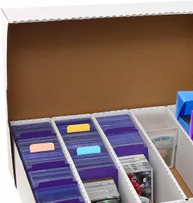 5 Row Trading Card Storage Box Holds 3950-count,1 Pack Cardboard Storage Box with Divider index Label,Trading Card Dividers for Tcg,Sports,Mtg Cards