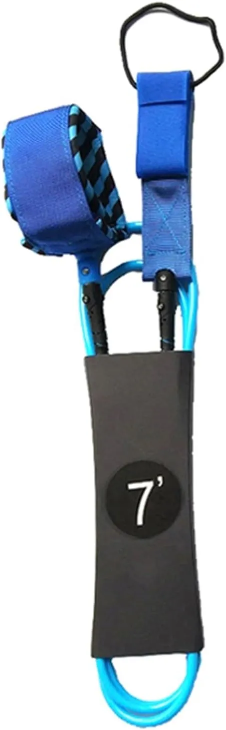 6/7/9FT Surf Leash SUP-Leash Surf Leg Rope Surfboard Leash Stainless Swivels Inflatable Paddle Board Longboard Rope (Color : 7mm7ft Blue, Size : 1)