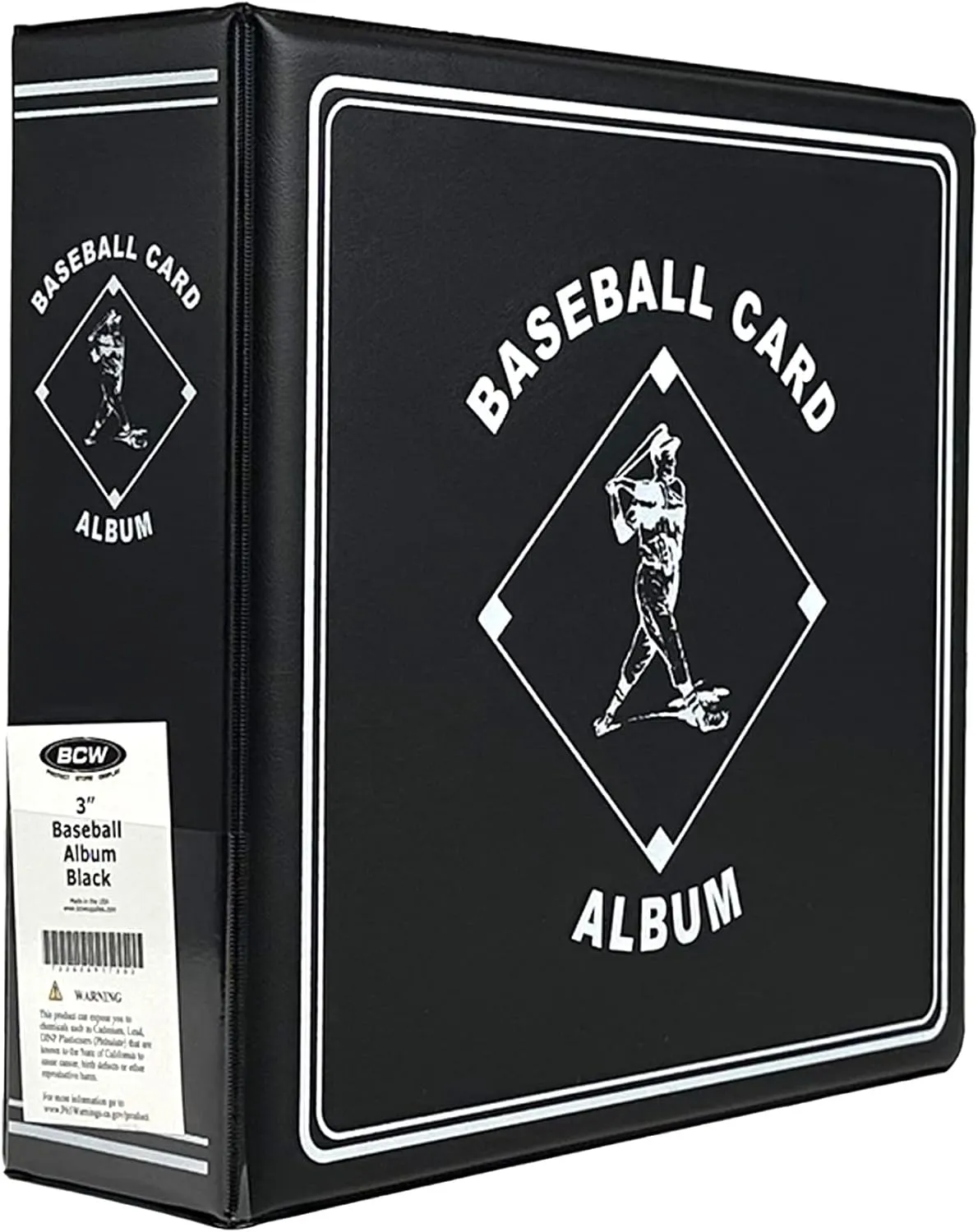 BCW Supplies 3" Baseball Album - Black | Premium Durable Binder for 90 Baseball Cards Heavy-Duty D-Ring, Lasting Durability, and Classic Display | Ideal for Collectors, Storage, and Card Protection