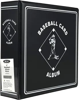 BCW Supplies 3" Baseball Album - Black | Premium Durable Binder for 90 Baseball Cards Heavy-Duty D-Ring, Lasting Durability, and Classic Display | Ideal for Collectors, Storage, and Card Protection