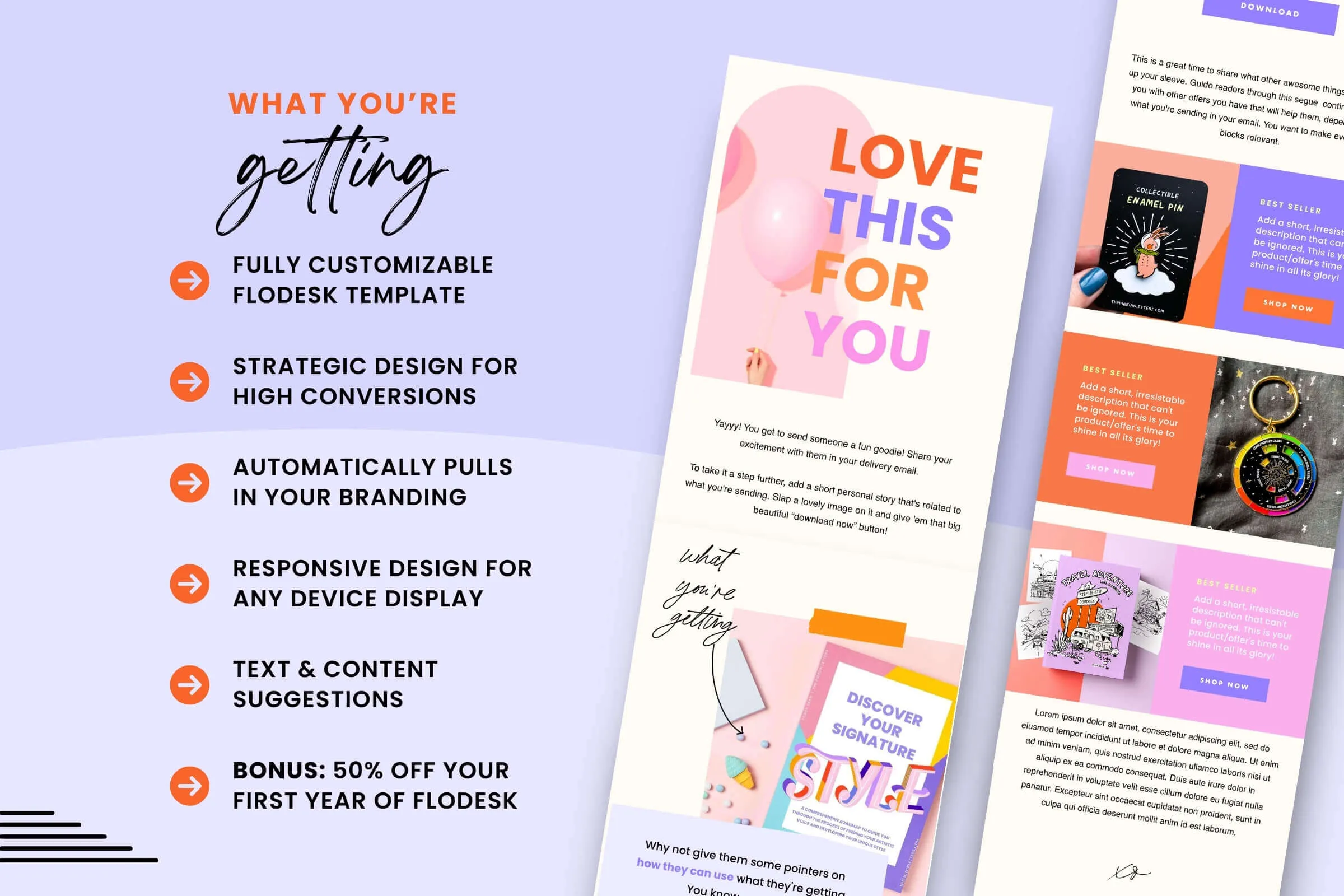 Colorful Flodesk Email Template Freebie With Upsell - Candyjay
