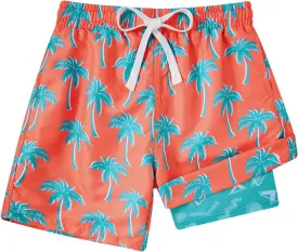 Cozople 7-20T Boys Swim Trunks with Compression Liner Big Boys Quick Dry Bathing Suit Stretch 2 in 1 Beach Swimming Shorts