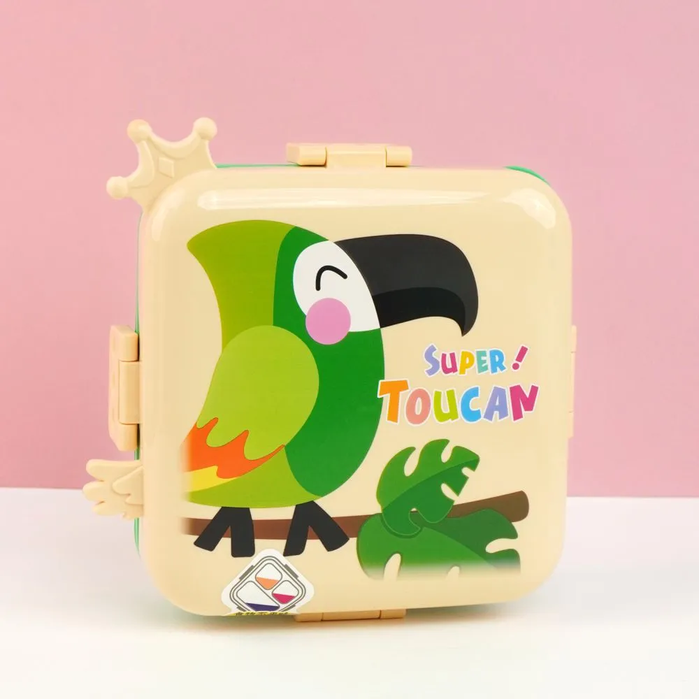 Cream Toucan 2 decker Tiffin/ Lunch and Snack Box for Kids