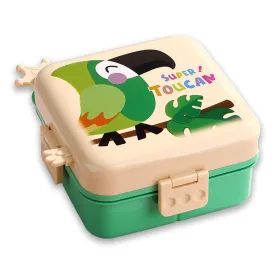 Cream Toucan 2 decker Tiffin/ Lunch and Snack Box for Kids