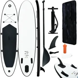 Enhance Stability During Paddling with Inflatable Stand Up Paddle Board, Lightweight Design, Easy to Inflate, Black and White