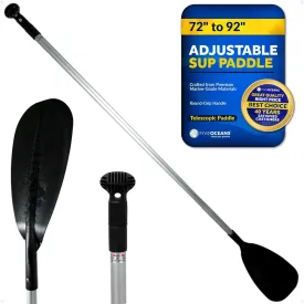 Five Oceans SUP Paddle - Paddle Board Paddle, Paddleboard Paddle - Lightweight Stand-up Paddle Oars for Paddleboard - Paddle for Paddle Board Adjustable Aluminum Shaft from 72" to 92", Black - FO4716