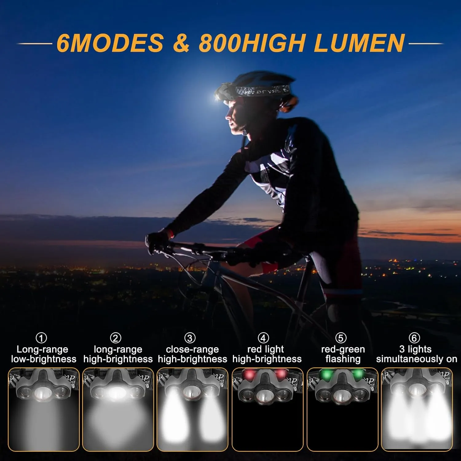 Head Lamps LED Rechargeable Super Bright with 6 Lighting Modes, 7 LEDs, Flashlight Headlamps, Headlights for Head, High Elastic Nylon Headband, Perfect for Running Headlamp Use