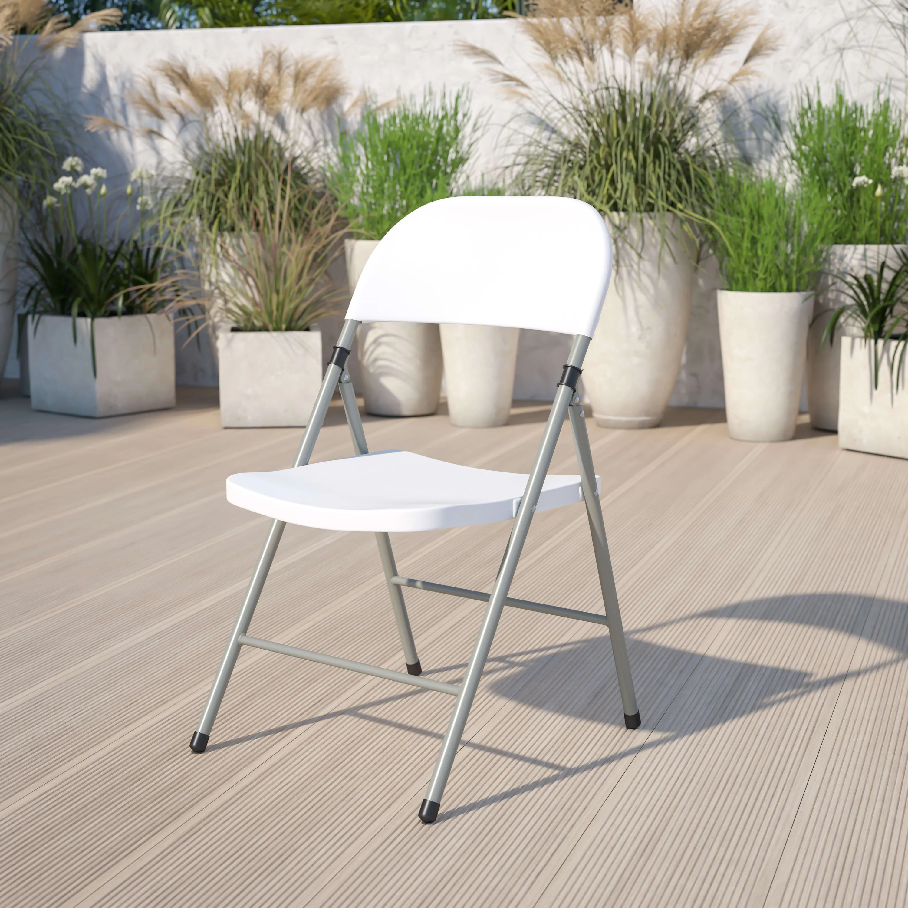 HERCULES Series 330 lb. Capacity Plastic Folding Chair with Gray Frame