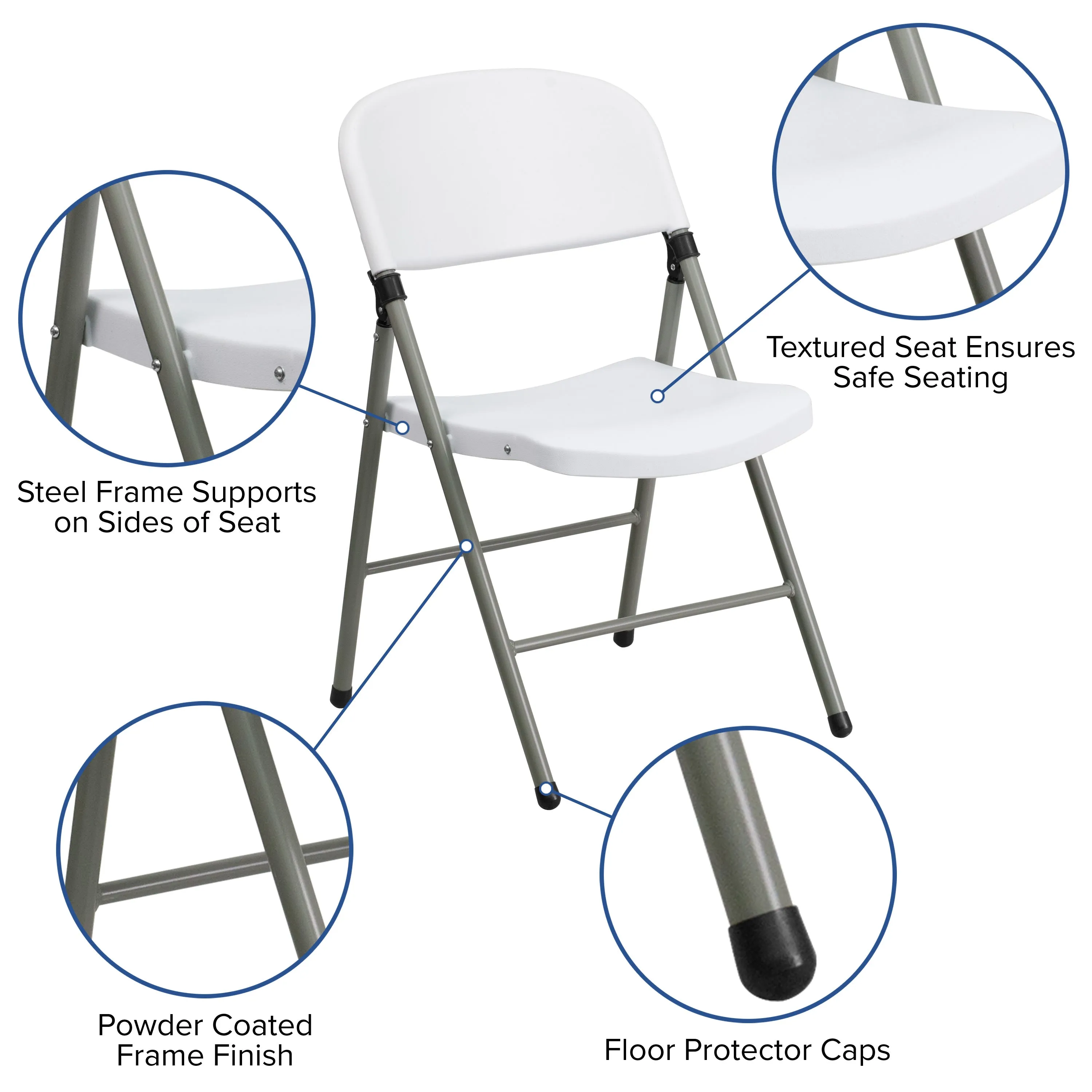 HERCULES Series 330 lb. Capacity Plastic Folding Chair with Gray Frame