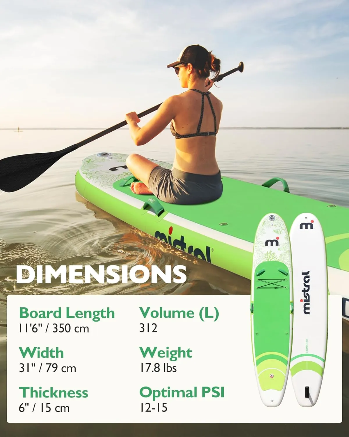 Inflatable Paddle Board, SUP Board for 2 1 People/Family, Stand Up Paddle Board with Premium SUP Accessories, Ultra-Light and Non-Slip Comfort Deck, Paddle Boards for Adults, Gift Ideas