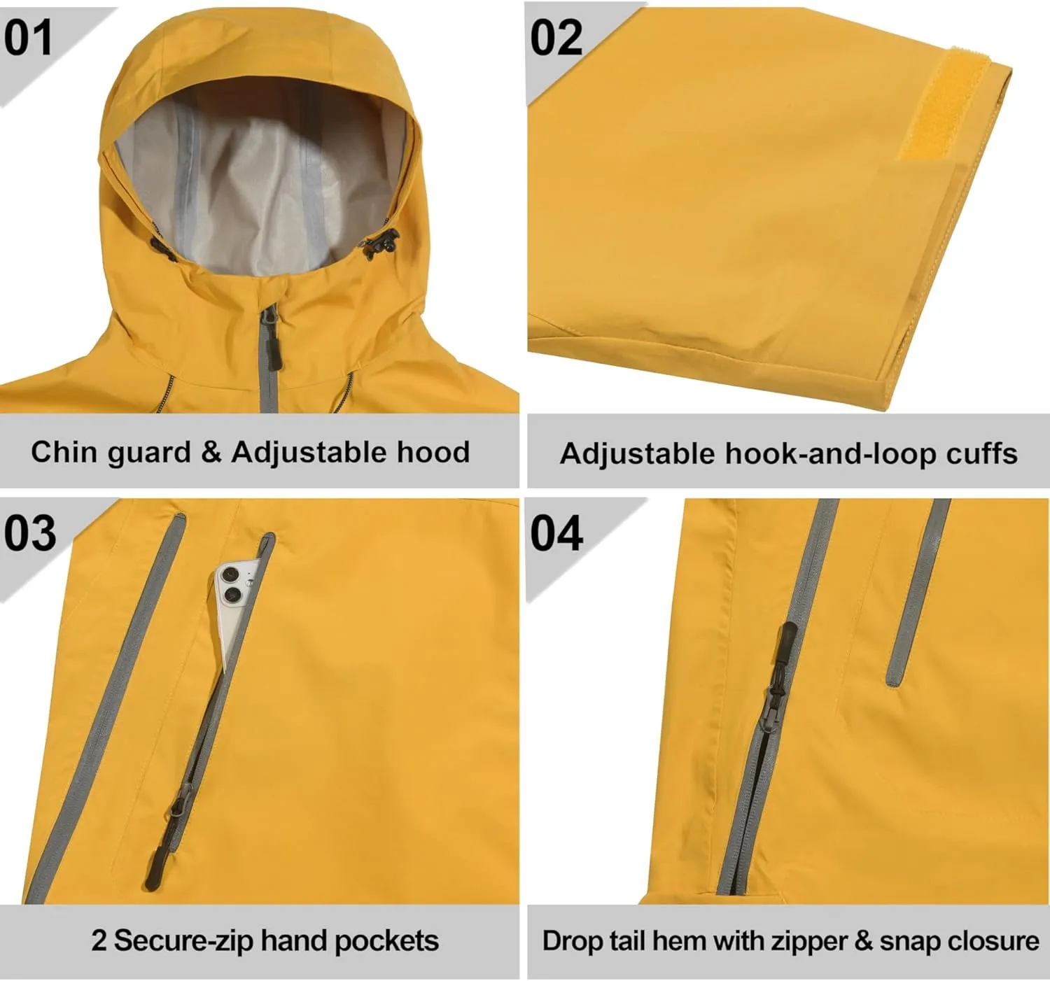 Little Donkey Andy Men's Waterproof Rain Jacket High-Perfomance Lightweight Rain Shell for Golf Hiking S-XXL