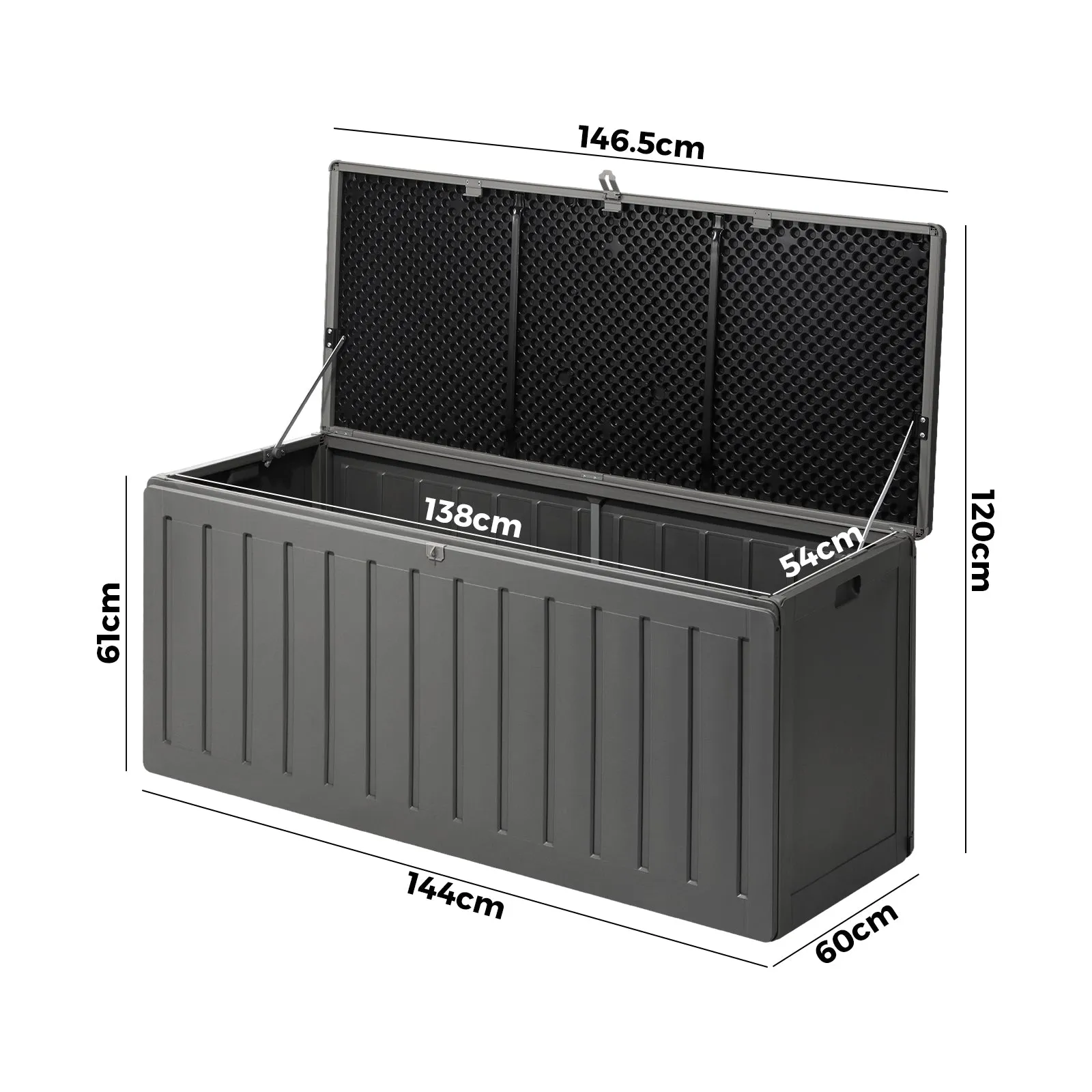 Livsip Outdoor Storage Box Bench 490L Cabinet Container Garden Deck Tool Grey