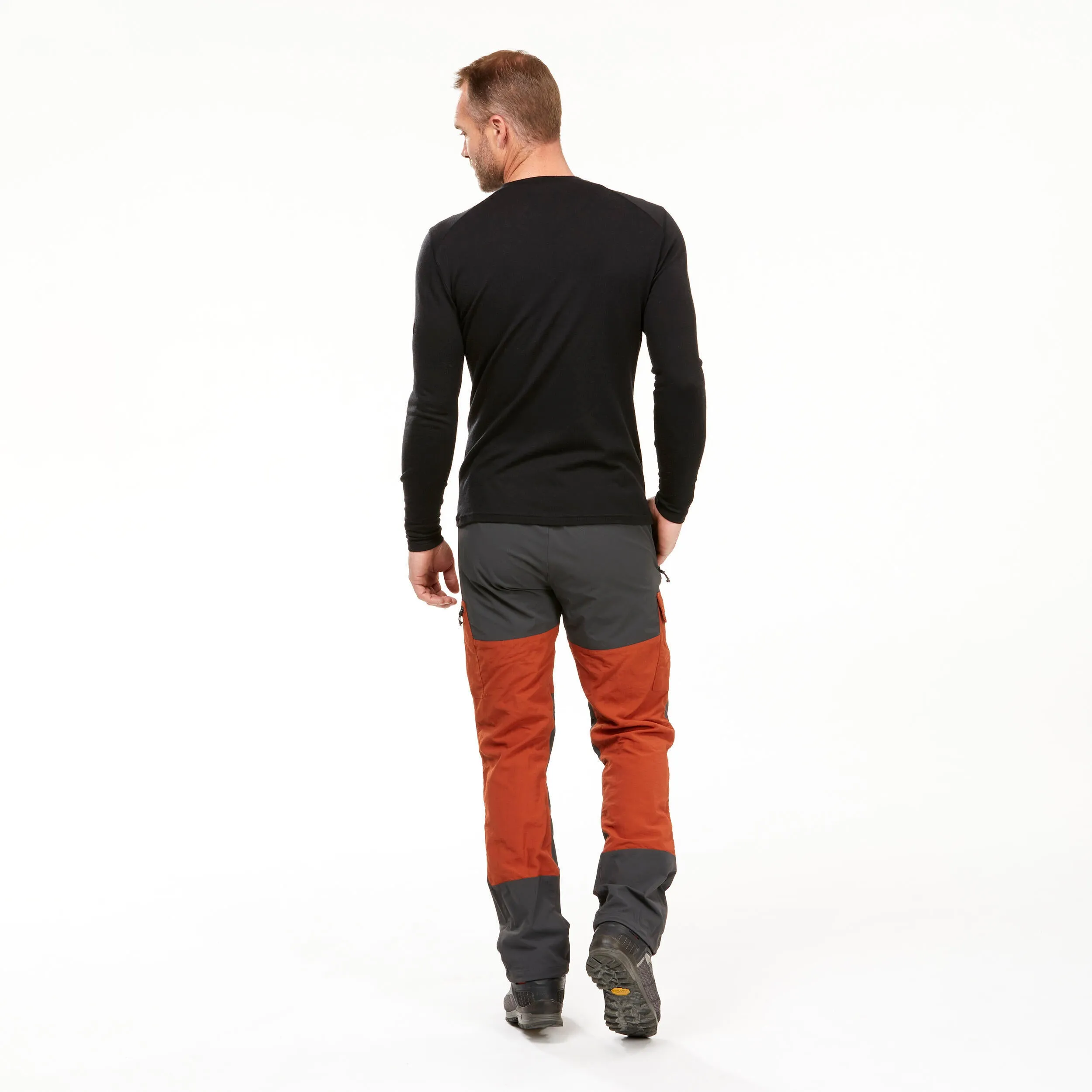 Men's trekking long sleeve Forclaz MT500 made of merino wool, black
