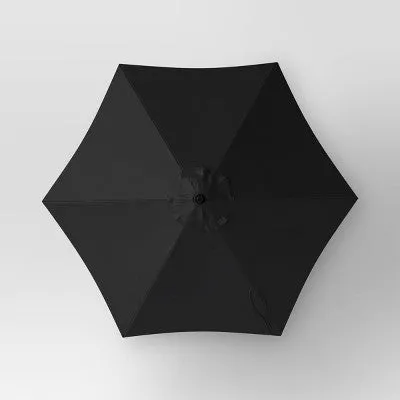 New - 6' Round Outdoor Patio Market Umbrella Black with Black Pole - Room Essentials
