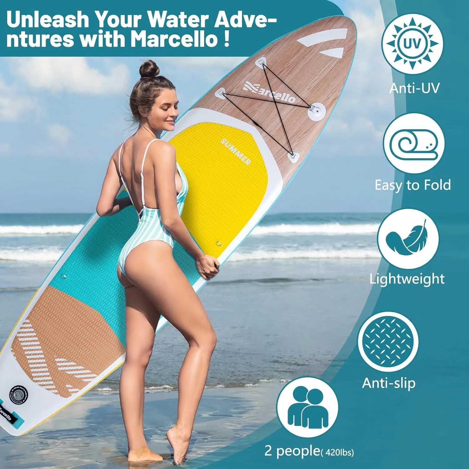 Paddle Board, Inflatable Stand Up Paddle Board10.6'33"6" Ultra-Light SUP Board with Hand Pump, Leash, Repair Kit, Waterproof Phone Case and Backpack