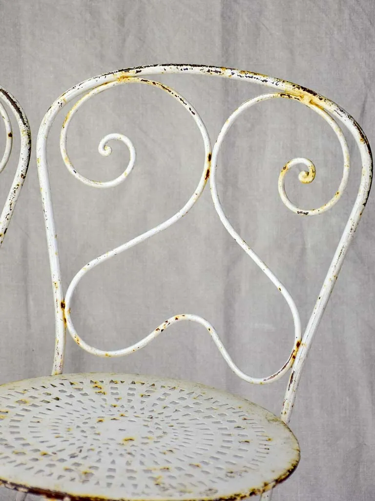 Pair of early 20th Century French children's folding garden chairs - white