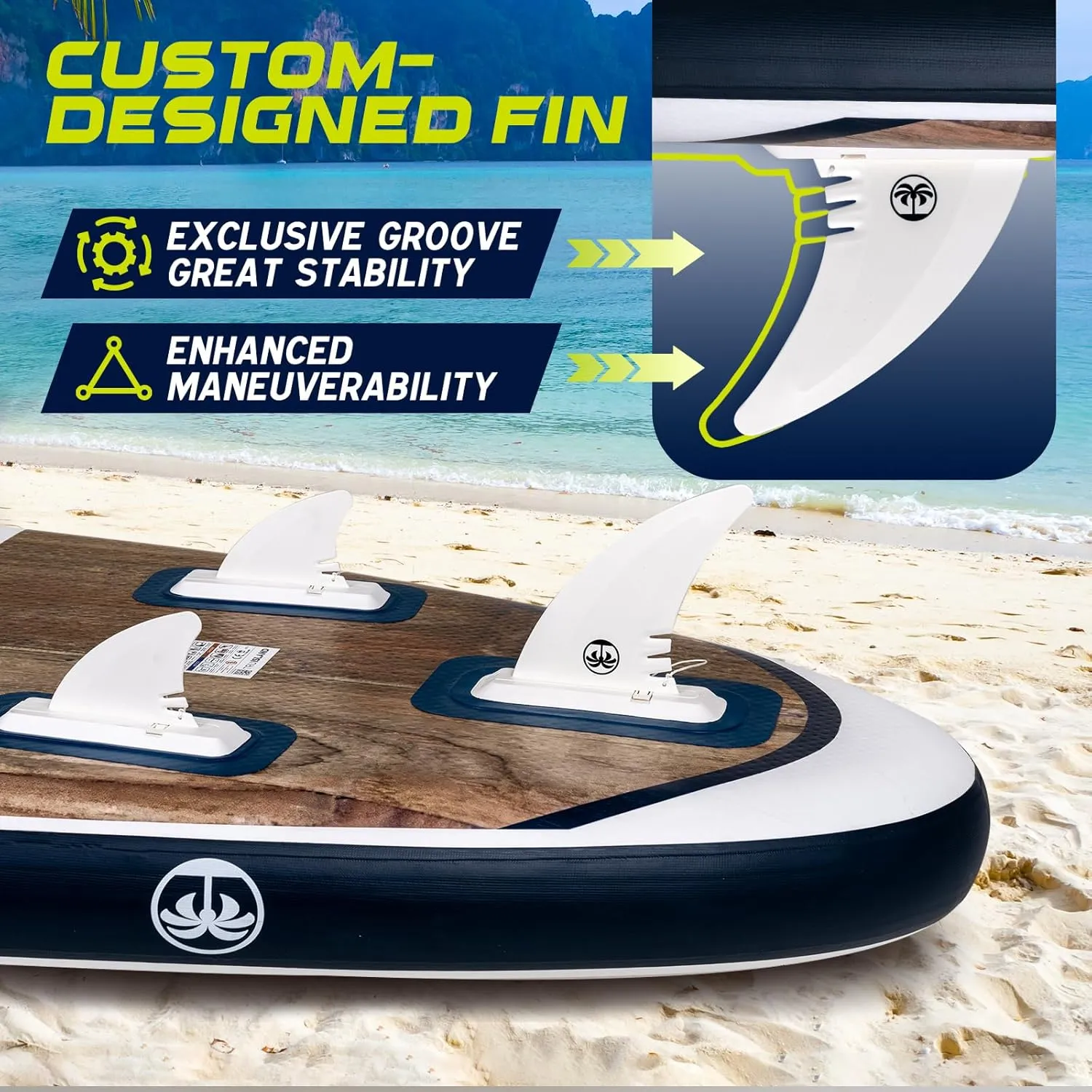 TRUISLAND Inflatable Paddle Board, Stand Up Paddle Board with Backpack, Non-Slip Thickened Deckpad, Waterproof Phone Case, Leash, Paddle, Hand Pump