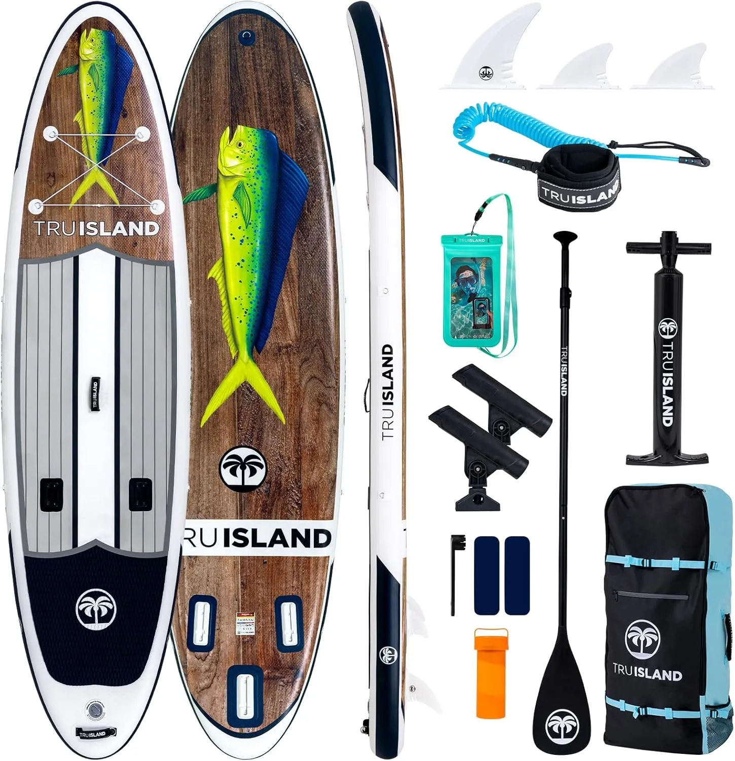 TRUISLAND Inflatable Paddle Board, Stand Up Paddle Board with Backpack, Non-Slip Thickened Deckpad, Waterproof Phone Case, Leash, Paddle, Hand Pump