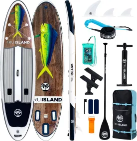 TRUISLAND Inflatable Paddle Board, Stand Up Paddle Board with Backpack, Non-Slip Thickened Deckpad, Waterproof Phone Case, Leash, Paddle, Hand Pump