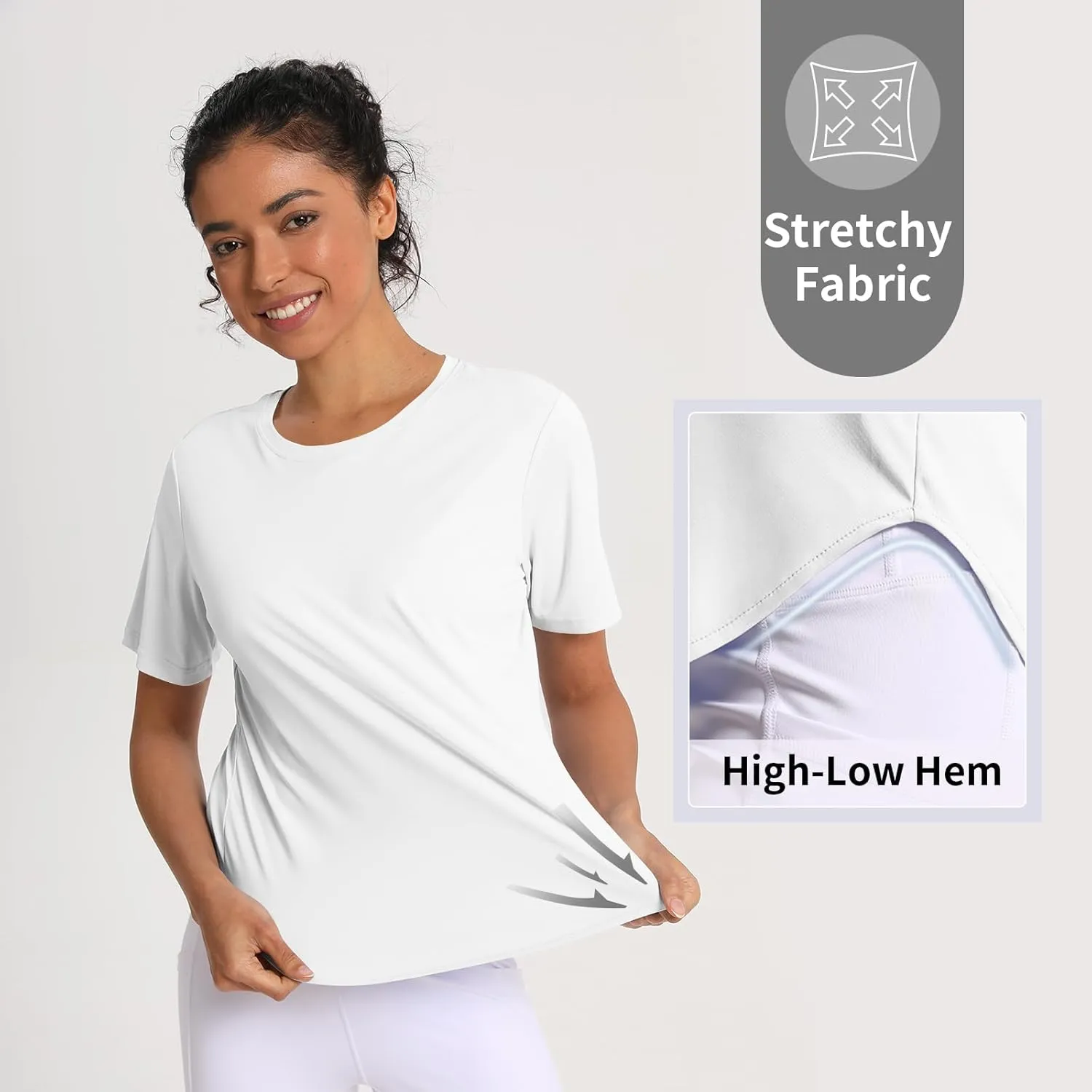 Women's Short Sleeve Workout Tops Athletic Shirts UV Protection Sun Shirts UPF 50  Quick Dry Lightweight