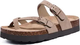 Women's Suede Platform Sandals Cork Footbed Adjustable Comfortable Support Summer Slides