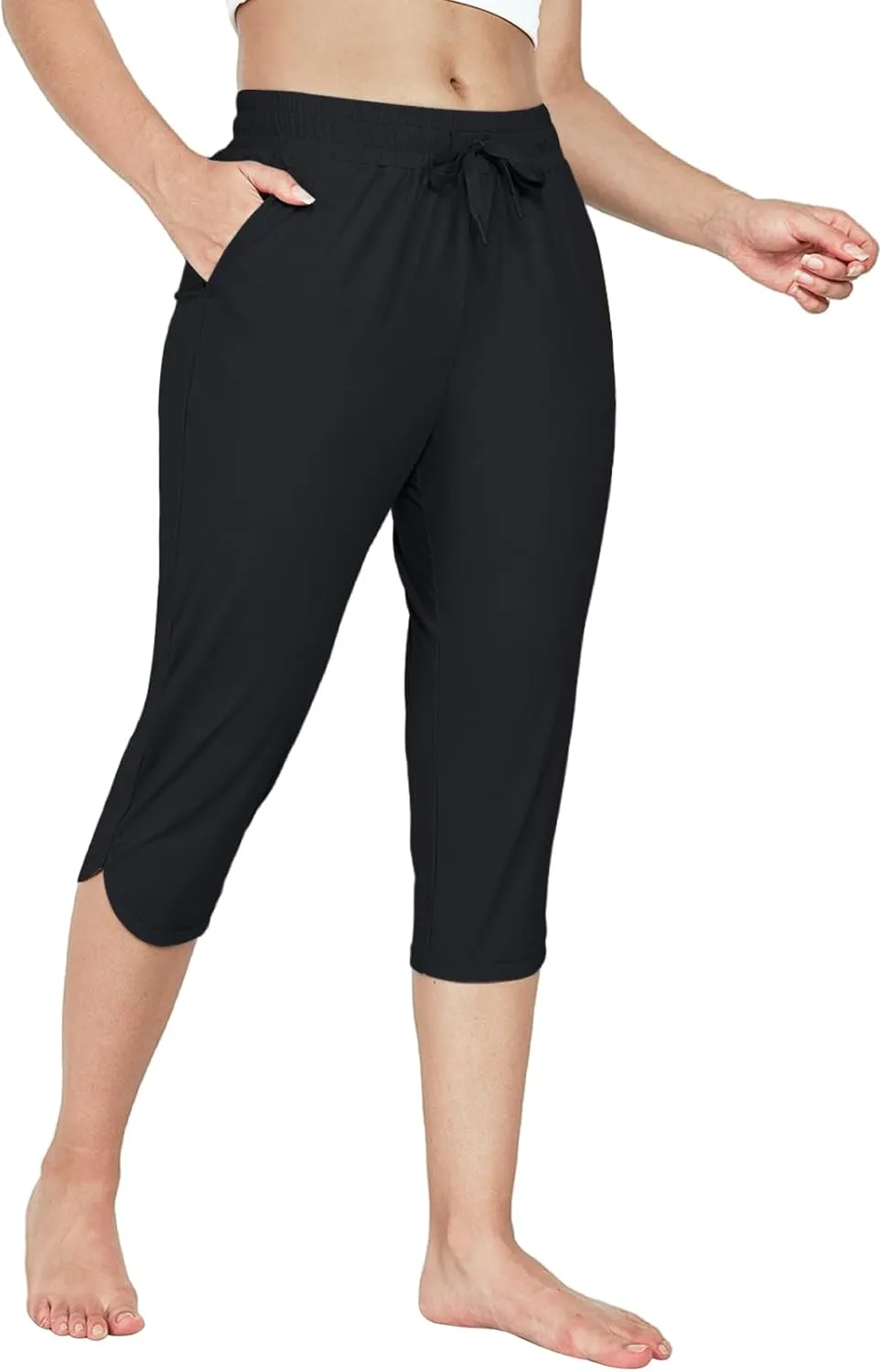 Women's Swim Capri Pants Board Shorts for Swimming Modest Swimsuits Beach Pants with Pockets Quick Dry UPF50 