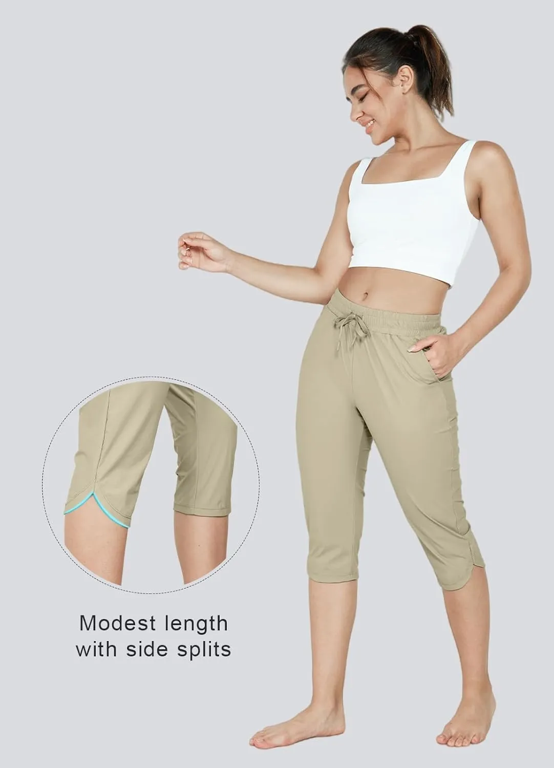 Women's Swim Capri Pants Board Shorts for Swimming Modest Swimsuits Beach Pants with Pockets Quick Dry UPF50 