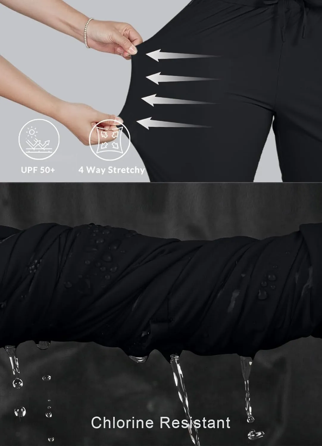 Women's Swim Capri Pants Board Shorts for Swimming Modest Swimsuits Beach Pants with Pockets Quick Dry UPF50 