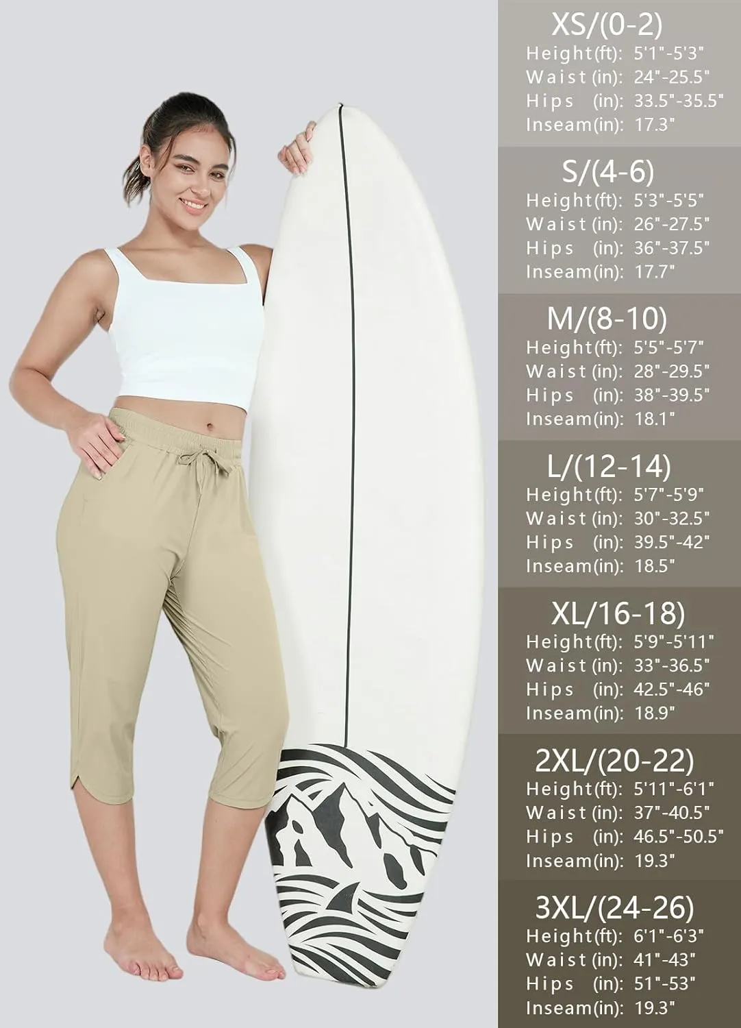 Women's Swim Capri Pants Board Shorts for Swimming Modest Swimsuits Beach Pants with Pockets Quick Dry UPF50 