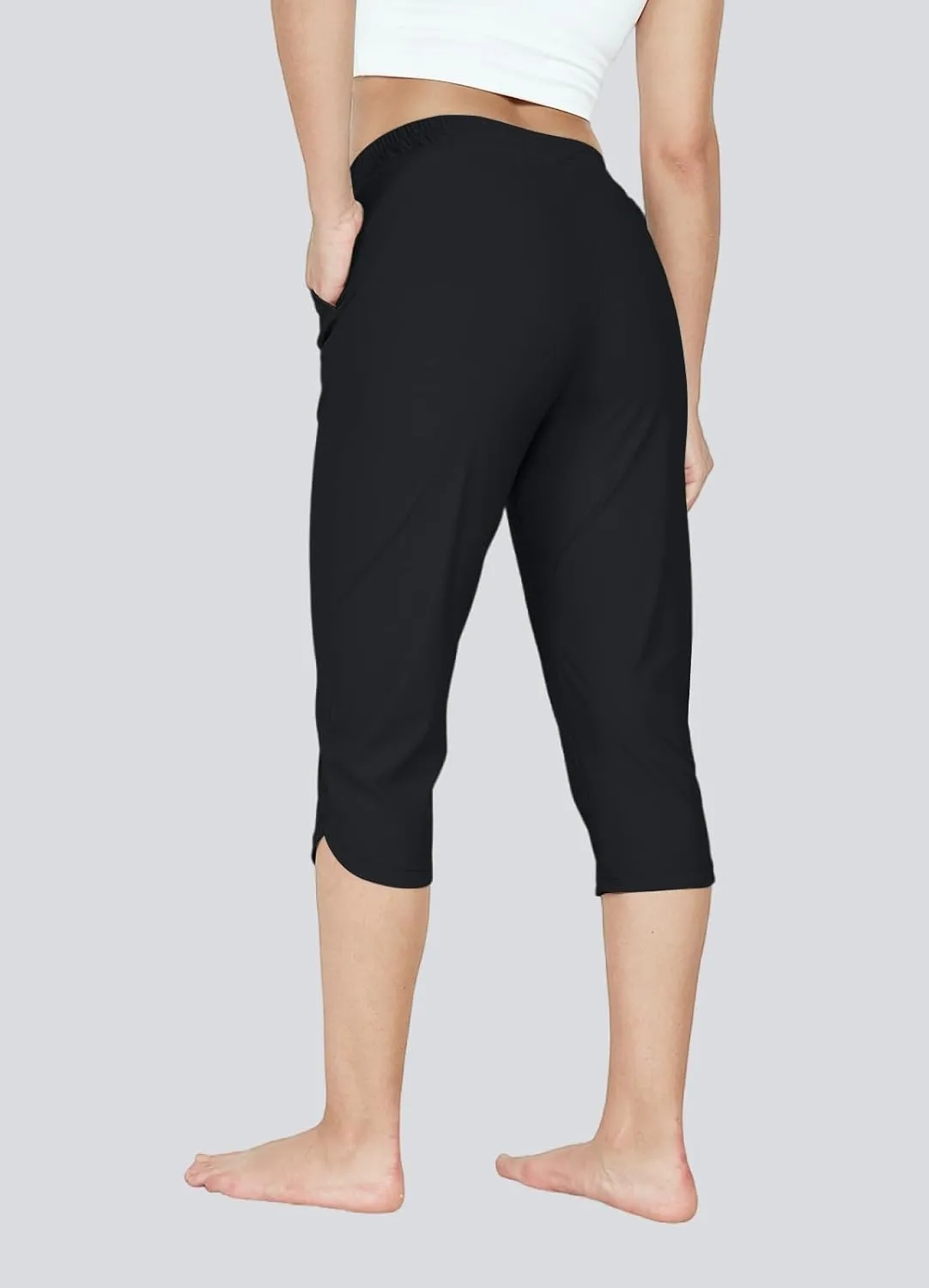Women's Swim Capri Pants Board Shorts for Swimming Modest Swimsuits Beach Pants with Pockets Quick Dry UPF50 