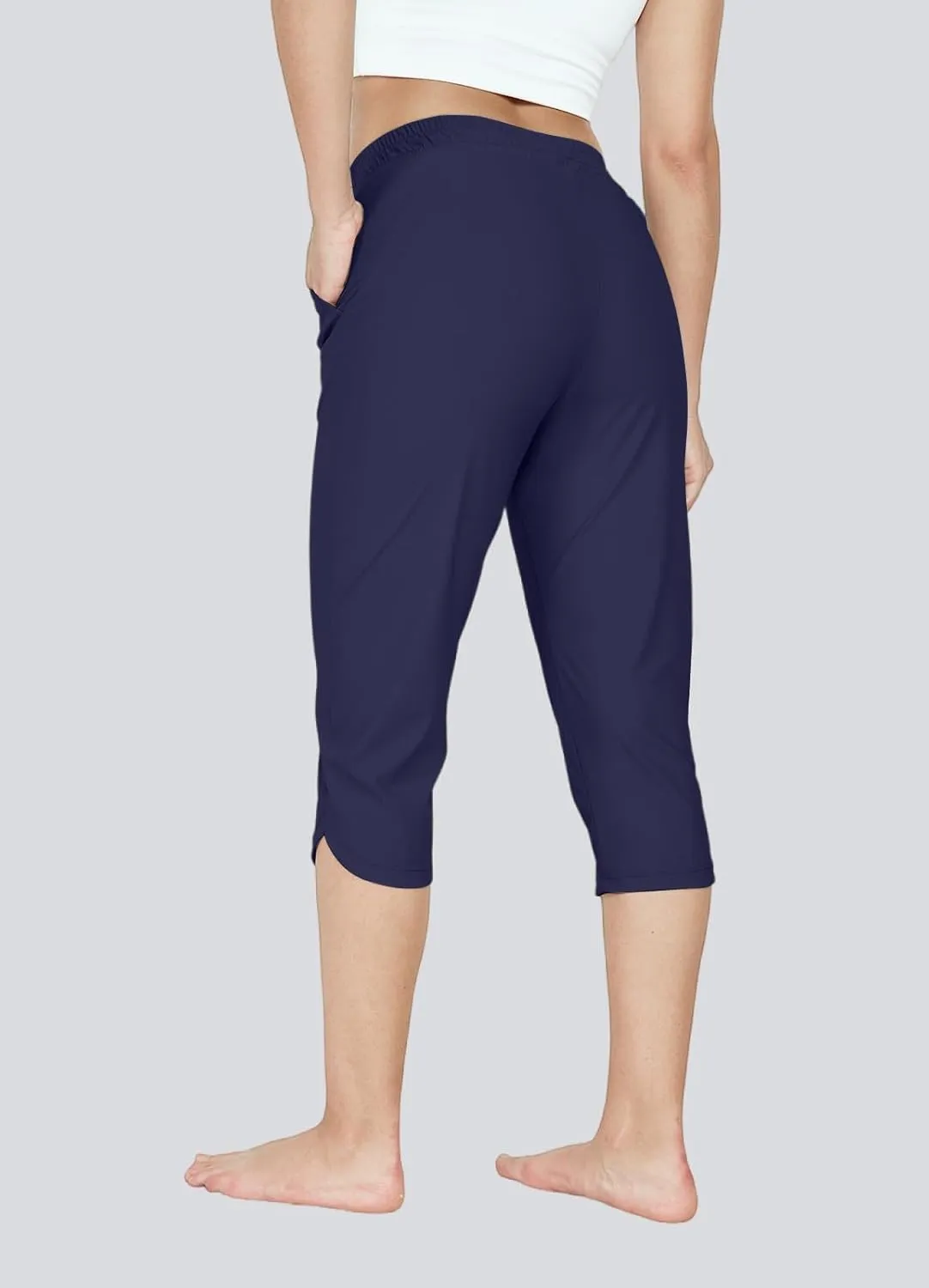 Women's Swim Capri Pants Board Shorts for Swimming Modest Swimsuits Beach Pants with Pockets Quick Dry UPF50 