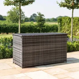 Wooden Twist Polyethylene Rattan Garden Storage Box Weather and Water Resistant Patio Outdoor Storage Chest Store Blanket Cushion Pillow Toy Poly ( Dark Grey )