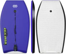 WOOWAVE Bodyboard 33-inch/37-inch/42-inch Premium IXPE Body Board with Coiled Wrist Leash, Super Lightweight EPS Core and HDPE Slick Bottom, Perfect Surfing for Kids Teens and Adults