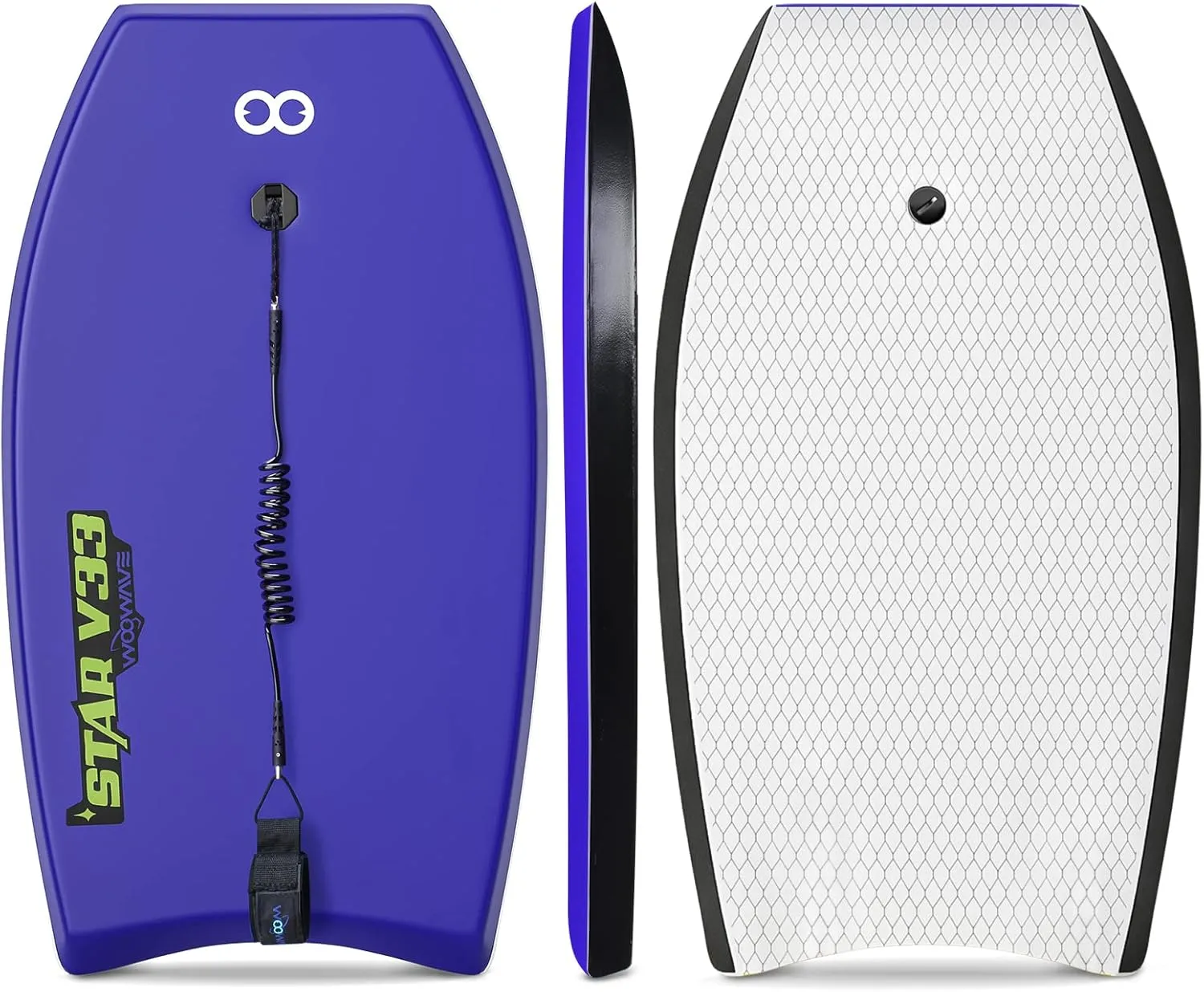 WOOWAVE Bodyboard 33-inch/37-inch/42-inch Premium IXPE Body Board with Coiled Wrist Leash, Super Lightweight EPS Core and HDPE Slick Bottom, Perfect Surfing for Kids Teens and Adults
