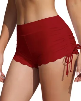 WOWENY Side Tie Swim Shorts for Women High Waisted Board Shorts Swimwear Bottom Bathing Suit Shorts Boy Shorts Swimsuits