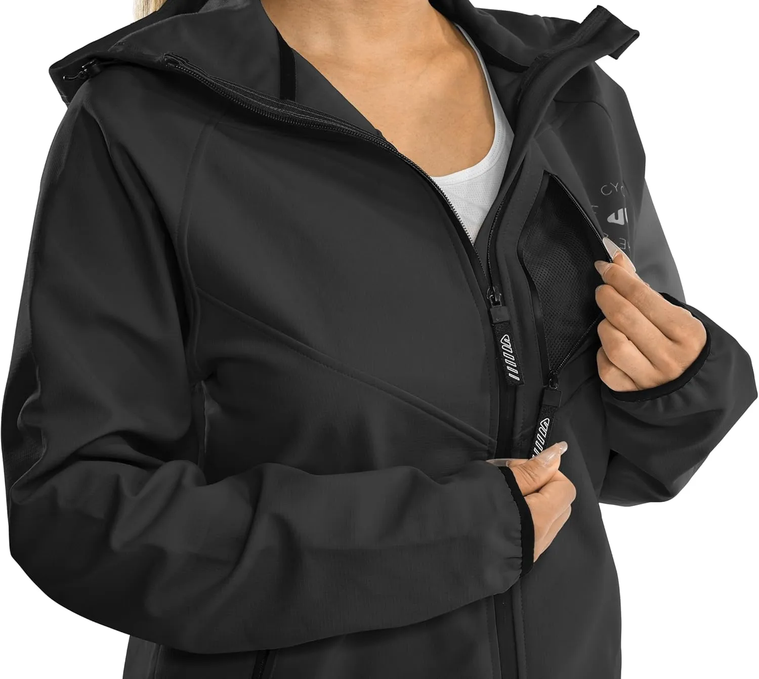 Wulibike Rain Jackets Women Waterproof Softshell Cycling Fleece Windbreaker Cold Weather Running Jacket Hooded Hiking Coat
